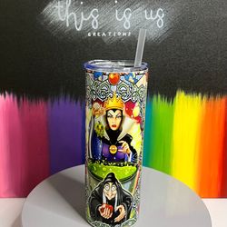 disney villains tumbler, disney villains skinny tumbler