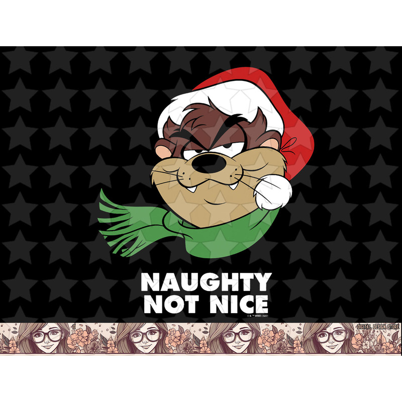 Looney Tunes Taz Naughty Not Nice Christmas png, sublimation, digital download .jpg
