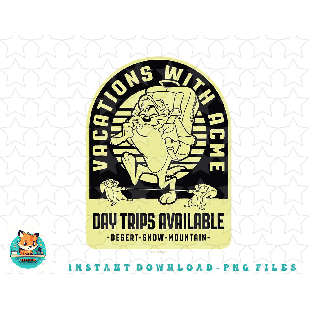 Looney Tunes Tasmanian Devil Vacations With Acme Day Trips png, sublimation, digital download.jpg