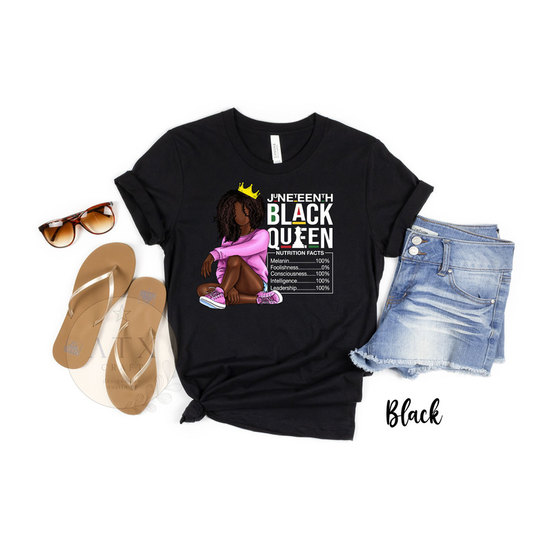 Juneteenth Queen Tee, Women's Juneteenth Shirt, Black Owned Clothing, Black Queen Nutritional Facts, Juneteenth His and Her Couple Shirt - 2.jpg