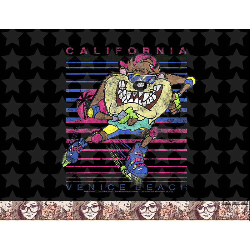 Looney Tunes Taz Venice Beach California Portrait png, sublimation, digital download .jpg