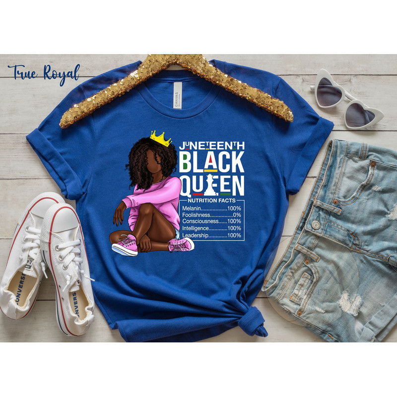 Juneteenth Queen Tee, Women's Juneteenth Shirt, Black Owned Clothing, Black Queen Nutritional Facts, Juneteenth His and Her Couple Shirt - 4.jpg