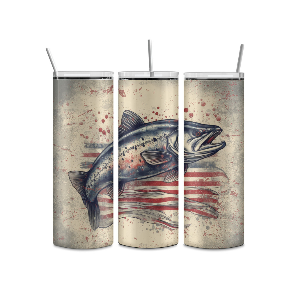Patriotic Trout Tumbler, Patriotic Skinny Tumbler, Patriotic Tumbler.jpg