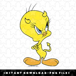 looney tunes tweety devil horns mad poster png, sublimation, digital download