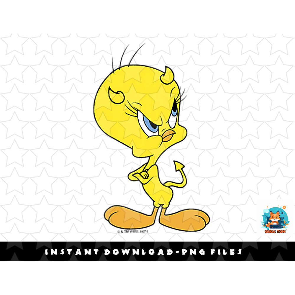 Looney Tunes Tweety Devil Horns Mad Poster png, sublimation, digital download.jpg