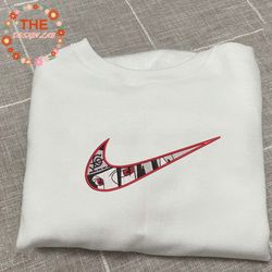 itachi x nike embroidered sweatshirt, naruto anime embroidered sweatshirt, anime embroidered crewneck, best anime sweats
