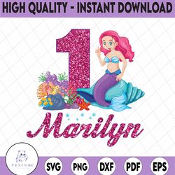 personalized name mermaid png, mermaid png, mermaid birthday girl png, sea beach png printable, digital download