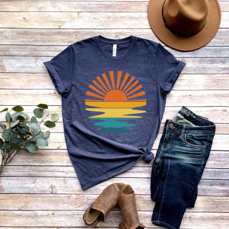 Retro Sunset Rays Wavy Shirt, Vintage Shirt, Retro Sunshine Shirt, Sun Rays Tee, Beachy Vibes Tee, Retro Summer Time , Sunset Tshirt - 2.jpg