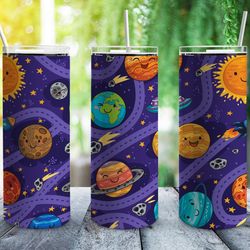 planets solar system straight tumbler, seamless design, seamless skinny tumbler