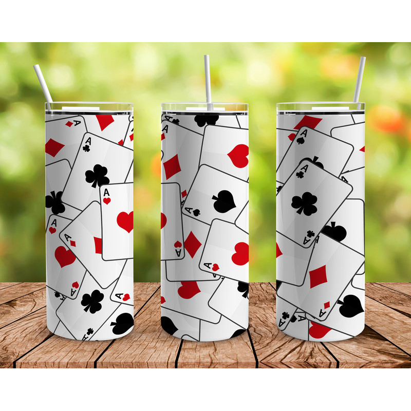 Pocket Aces Playing Cards Straight Tumbler, Seamless Design, Seamless Skinny Tumbler.jpg
