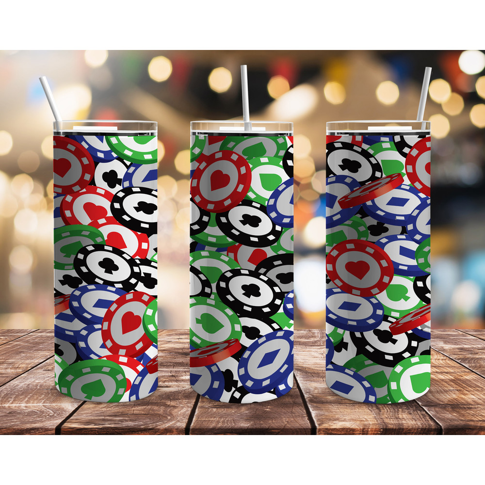 Poker Chips Straight Tumbler, Seamless Design, Seamless Skinny Tumbler.jpg