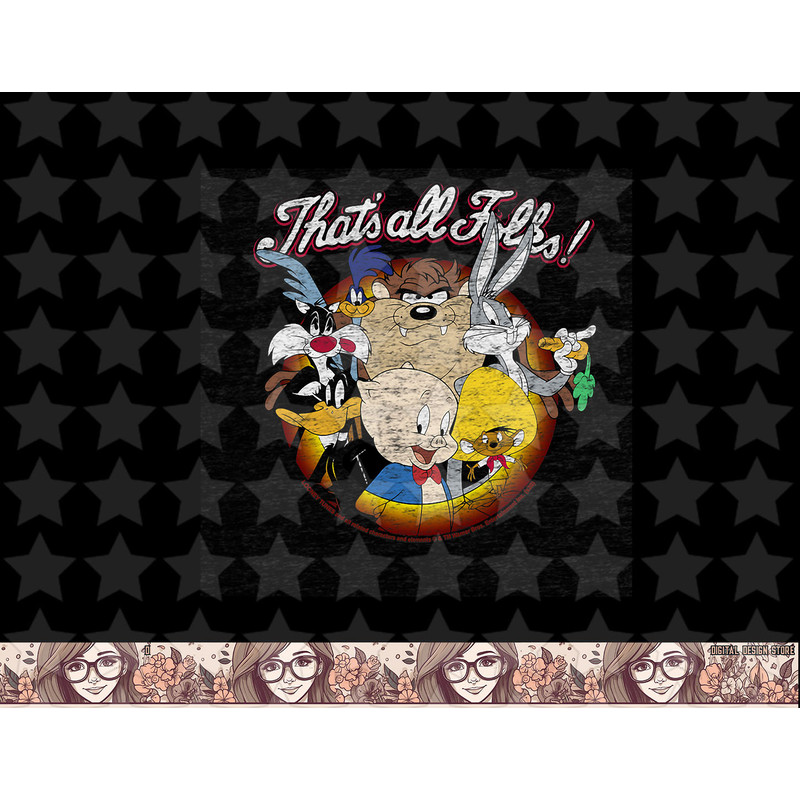 Looney Tunes Thats All Folks Distressed Group Shot png, sublimation, digital download .jpg