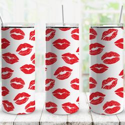 red lips straight tumbler, seamless design, seamless skinny tumbler
