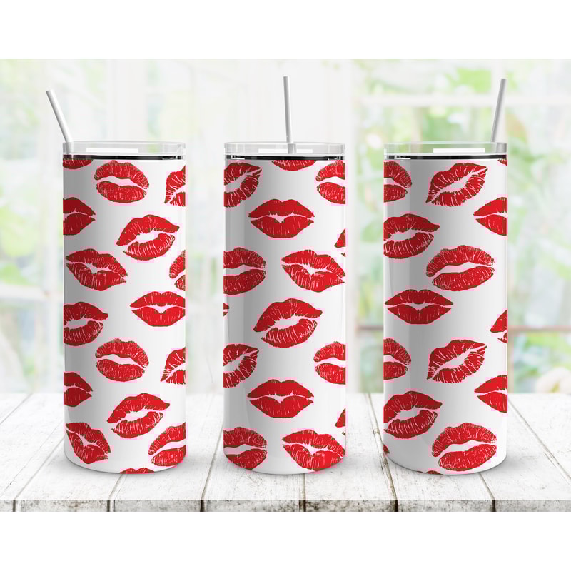 Red Lips Straight Tumbler, Seamless Design, Seamless Skinny Tumbler.jpg