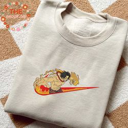 nike x ace embroidered sweatshirt, one piece anime embroidered sweatshirt, anime embroidered crewneck, anime gift, embro