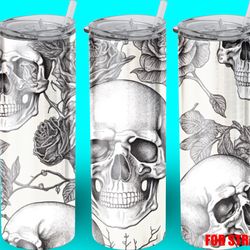 hand drawn many skull and floral tumbler,hand drawn many skull and floral skinny tumbler,animal kingdom wonders tumbler