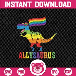 Allysaurus LGBT Dinosaur Rainbow Flag Ally LGBT Pride Svg, Ally Dinosaur Png, Equality Png, Digital Download