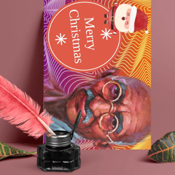 merry christmas digital greeting card with the leader mahatma gandhi.