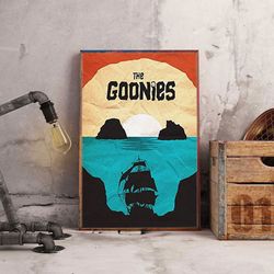 the goonies poster, movie poster, film poster, wall art, wall decor, prints, home decor, quest for pirate gold poster