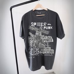 vintage styled spider punk shirt, spiderman across
