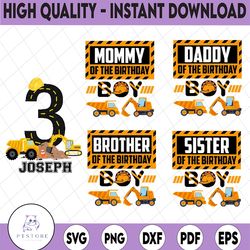 personalized construction svg, family construction birthday svg, construction birthday svg, birthday boy svg png