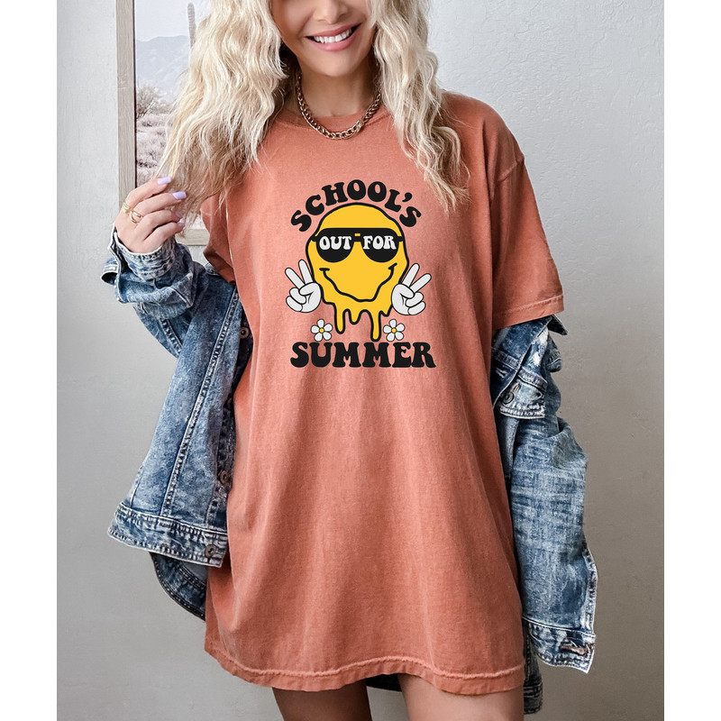 Funny Smiley Schools Out For Summer Shirt, Last Day Of School Tee, Teacher Summer Tshirt, Summer Shirt, Classmates Matching Tee - 2.jpg