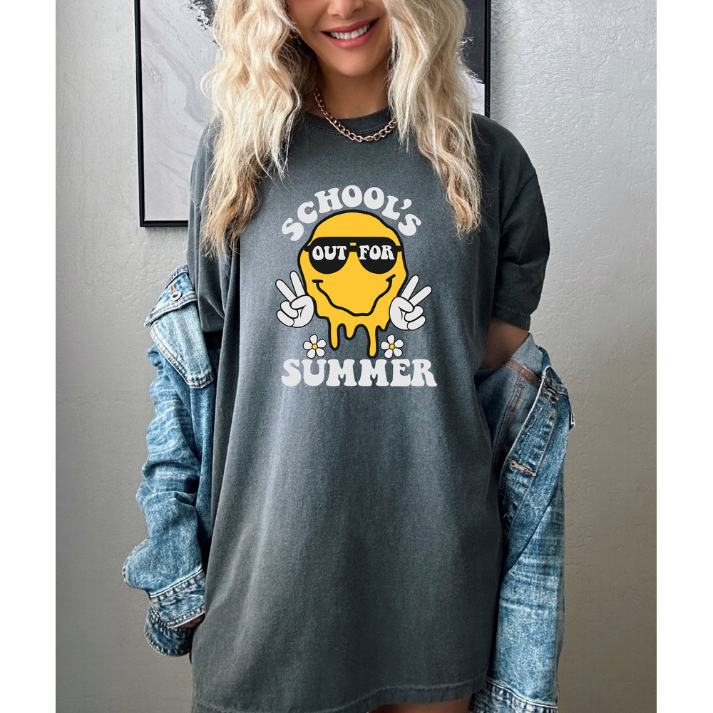 Funny Smiley Schools Out For Summer Shirt, Last Day Of School Tee, Teacher Summer Tshirt, Summer Shirt, Classmates Matching Tee - 3.jpg