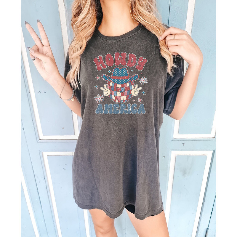 Howdy American, Western Shirt, Cute Shirt, Western Graphic, for Women, Red White & Blue, 4th of July Shirt, Country Music - 2.jpg