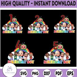 cocomelon birthday number png, cocomelon birthday boy/ girl png, cocomelon party family matching shirt, cocomelon png