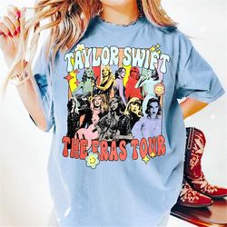 the eras tour vintage style tshirt, swiftie gift, flower power, tour dates on back, bella canvas tee