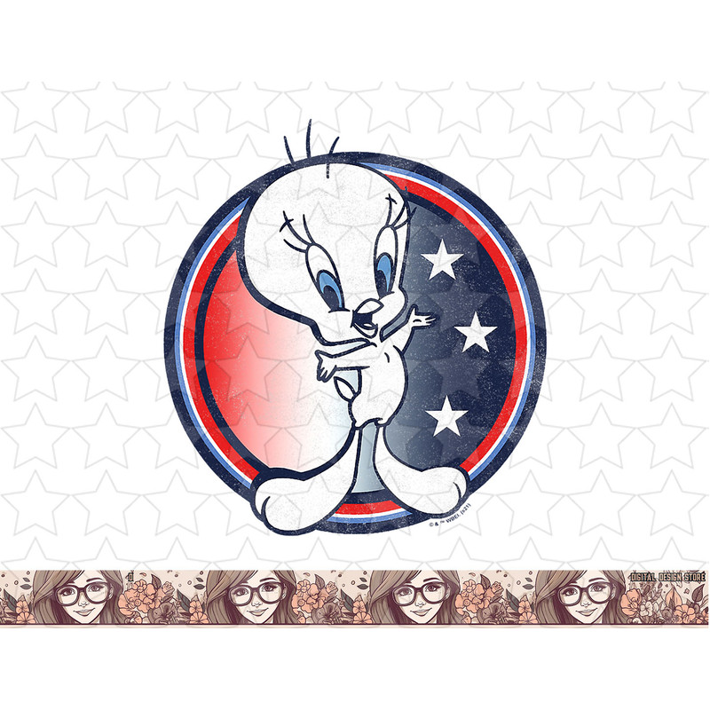Looney Tunes Tweety Bird Fourth Of July Americana Circle png, sublimation, digital download .jpg
