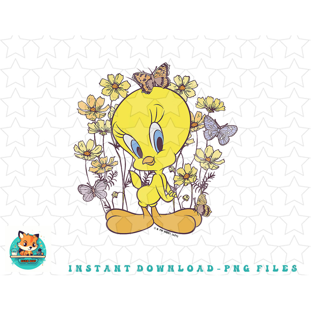 Looney Tunes Tweety And Butterflies Floral png, sublimation, digital download.jpg