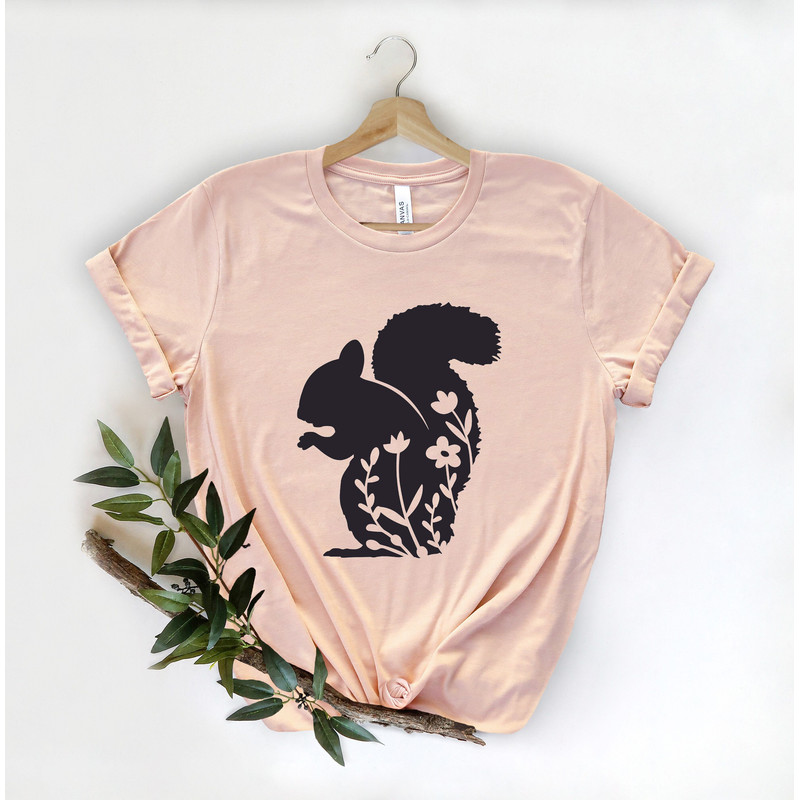Floral Squirrel Shirt, Squirrel Tee, Cute Squirrel Shirt, Girl Squirrel Tee, Women's Squirrel Shirt, Squirrel Themed Party Tee - 2.jpg
