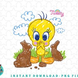 looney tunes tweety chocolate easter bunny crayon doodle png, sublimation, digital download