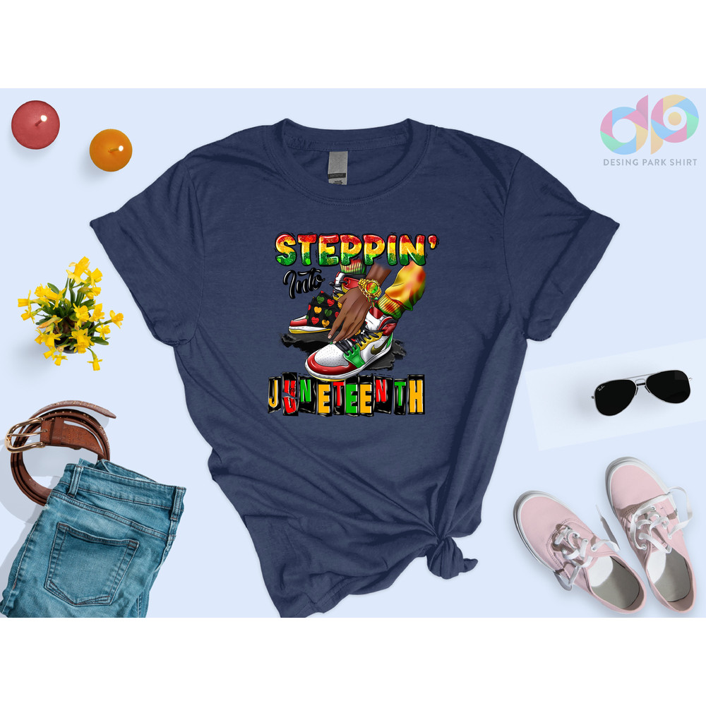 Stepping Into Juneteenth Shirt, Black Woman Gifts, Independence Day, Black Lives Matter, Equality Tee, Afro Women Shirt, Juneteenth 1865 - 3.jpg
