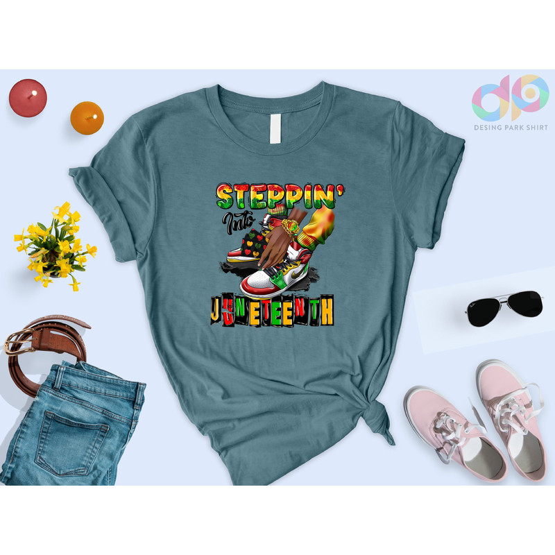 Stepping Into Juneteenth Shirt, Black Woman Gifts, Independence Day, Black Lives Matter, Equality Tee, Afro Women Shirt, Juneteenth 1865 - 6.jpg