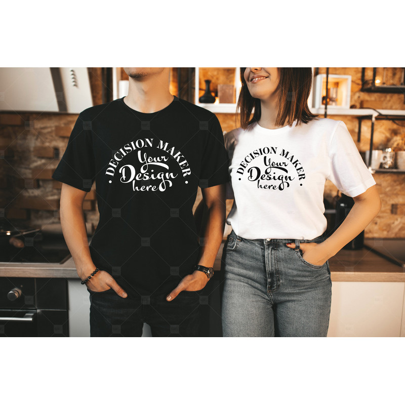 White and Black Bella Canvas 3001 Mockup, Unisex T-shirt Mock Up, T-Shirt Mockup, Flat Lay T-shirt Mock up, Tshirt Mockup, Tee Mockup - 1.jpg