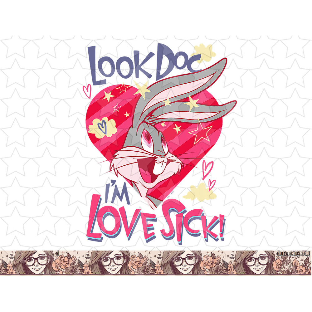 Looney Tunes Valentines Day Bugs Bunny Love Sick png, sublimation, digital download .jpg