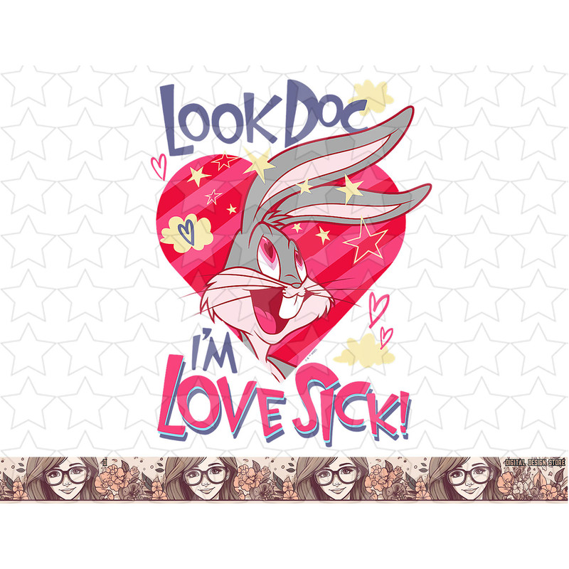 Looney Tunes Valentines Day Bugs Bunny Love Sick png, sublimation, digital download .jpg