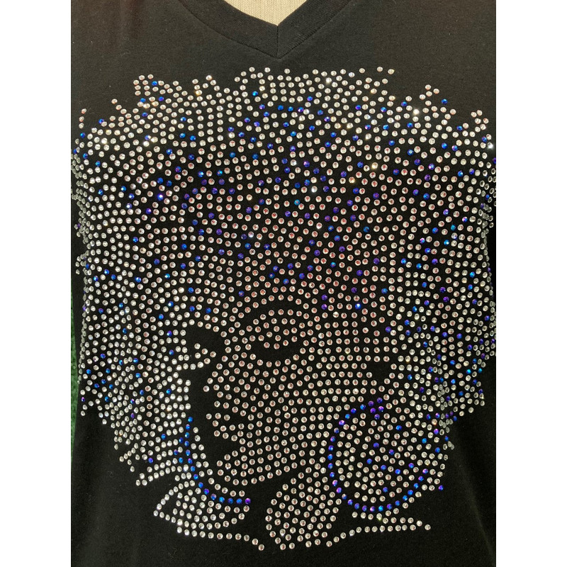 Afro lady Blue AB rhinestone shirt, rhinestone shirts, Bling shirt, Black History Month, black woman tshirt, bling tee - 1.jpg
