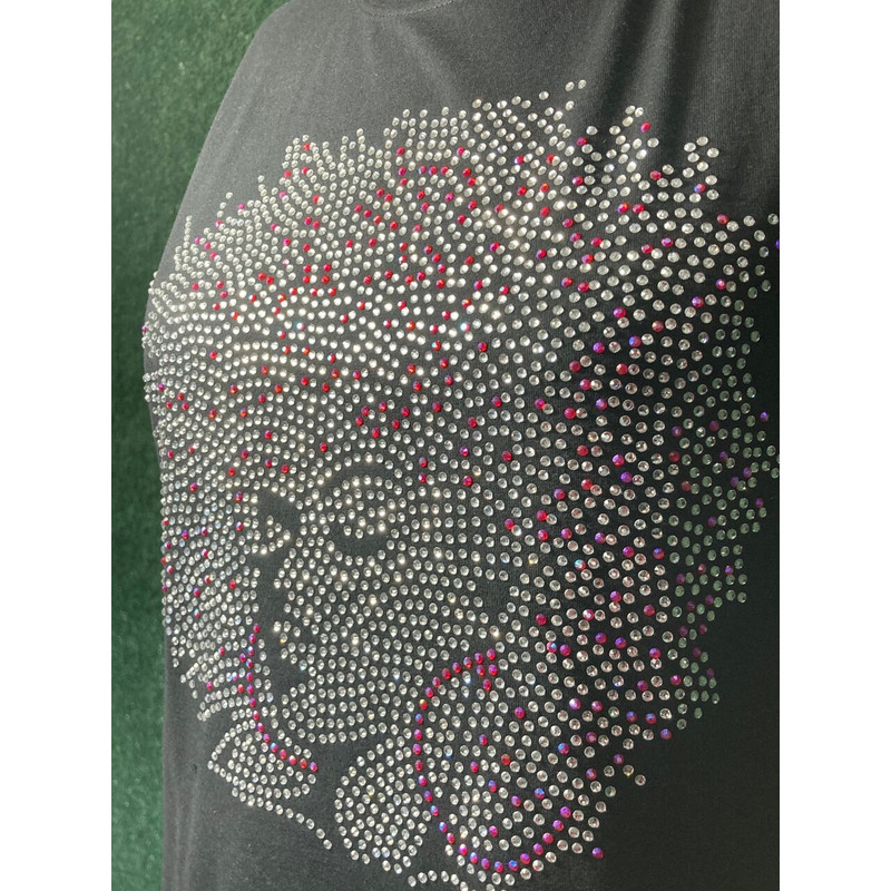 Afro lady Pink AB rhinestone shirt, rhinestone shirts, Bling shirt, Black History Month, black woman tshirt, bling tee - 2.jpg