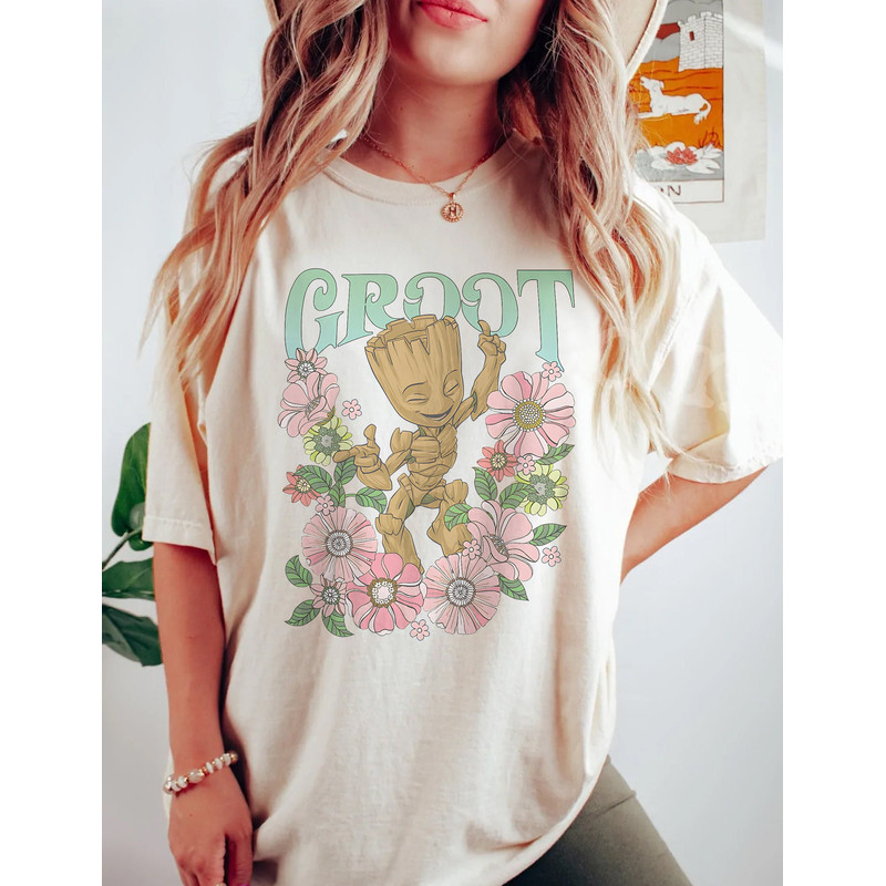 Marvel Guardians Of The Galaxy Groot Floral Dance Comfort Color Shirt, Disney Trip Tee, Groot Floral T-Shirt, Disney Guardians Of The Galaxy - 1.jpg