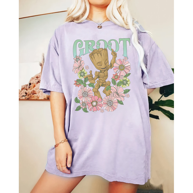 Marvel Guardians Of The Galaxy Groot Floral Dance Comfort Color Shirt, Disney Trip Tee, Groot Floral T-Shirt, Disney Guardians Of The Galaxy - 2.jpg