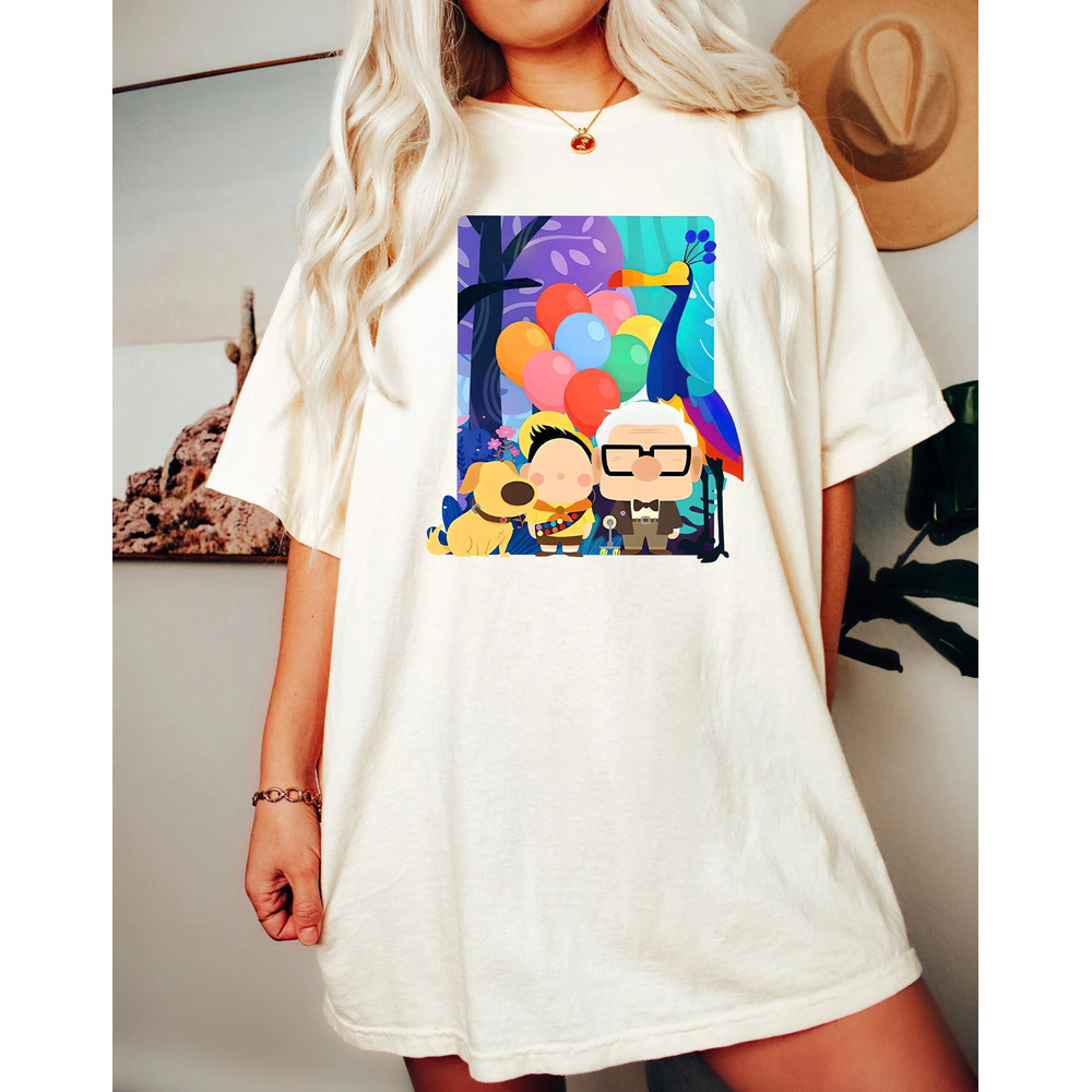 Pixar Carl Russell Dug Kevin Comfort Color Shirt, Retro Up Paradise Falls Unisex T-Shirt, Magic Kingdom Shirt, Disney Family Trip 2023 Tee - 1.jpg