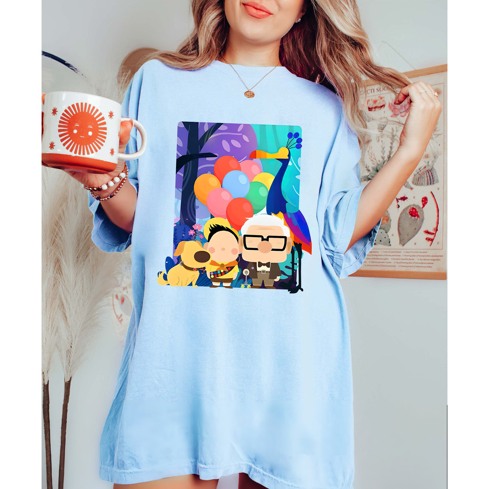 Pixar Carl Russell Dug Kevin Comfort Color Shirt, Retro Up Paradise Falls Unisex T-Shirt, Magic Kingdom Shirt, Disney Family Trip 2023 Tee - 2.jpg