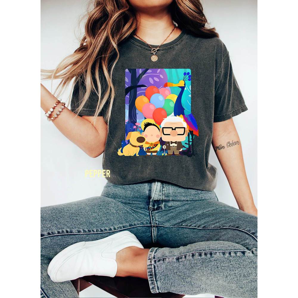 Pixar Carl Russell Dug Kevin Comfort Color Shirt, Retro Up Paradise Falls Unisex T-Shirt, Magic Kingdom Shirt, Disney Family Trip 2023 Tee - 3.jpg