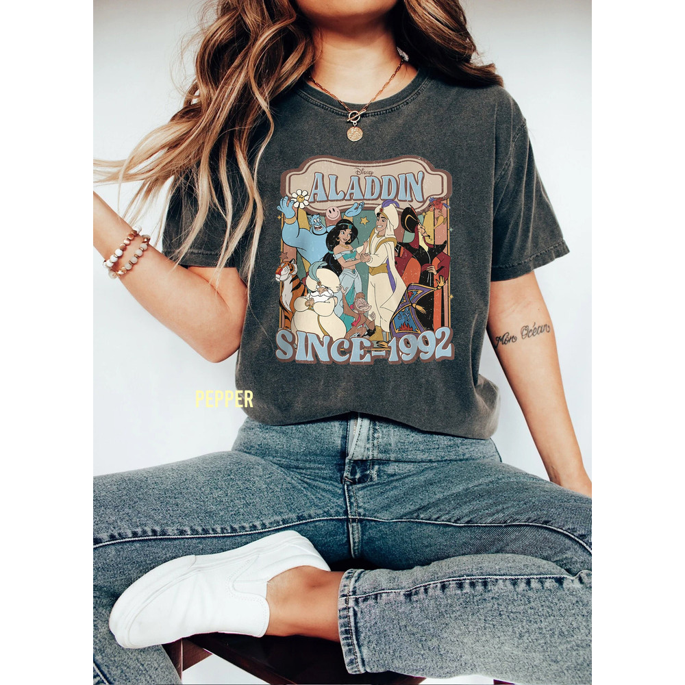 Retro Aladdin And Jasmine Comfort Color Shirt, Princess Jasmine T-Shirt, Genie Of The Lamp Tee, Magic Kingdom Shirt, Disneyland Family Trip - 1.jpg