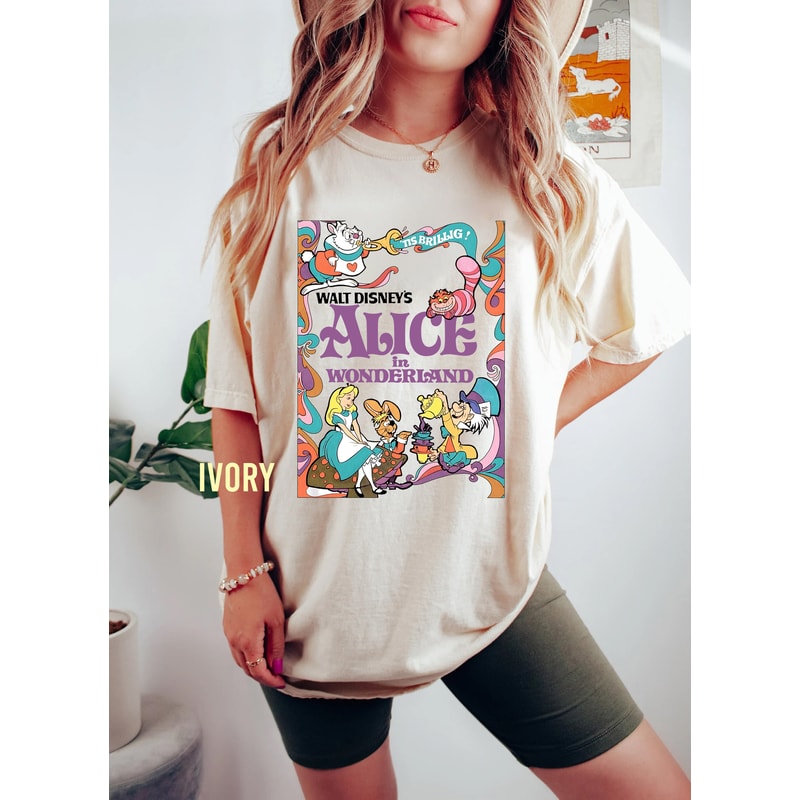 Retro Alice in Wonderland Comfort Color Shirt, Alice Cheshire Cat Mad Hatter March Hare White Rabbit Tee, Disney Family Trip 2023 T-Shirt - 3.jpg