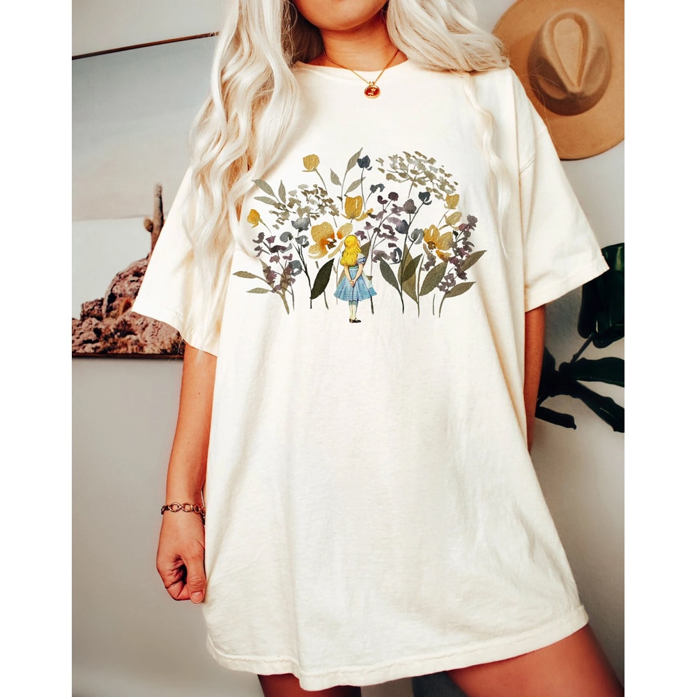 Retro Alice In Wonderland Comfort Colors Shirt, Do You Suppose She's a Wildflower T-Shirt, Disney Floral Tee, Vintage Cottagecore Shirt - 4.jpg