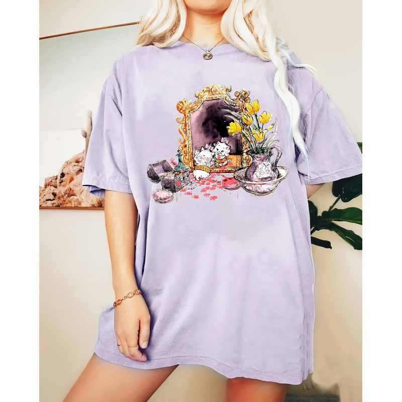 Retro Cute Disney Marie The White Cat Sketch Comfort Color Shirt, The Aristocats T-Shirt, Disneyland Family Trip, Magic Kingdom Tee - 1.jpg